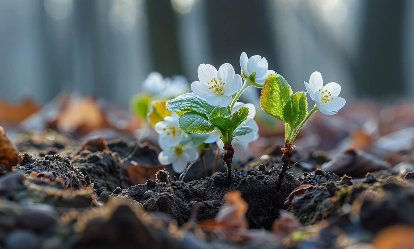 Un fleur qui sort de terre, synonyme de renouveau