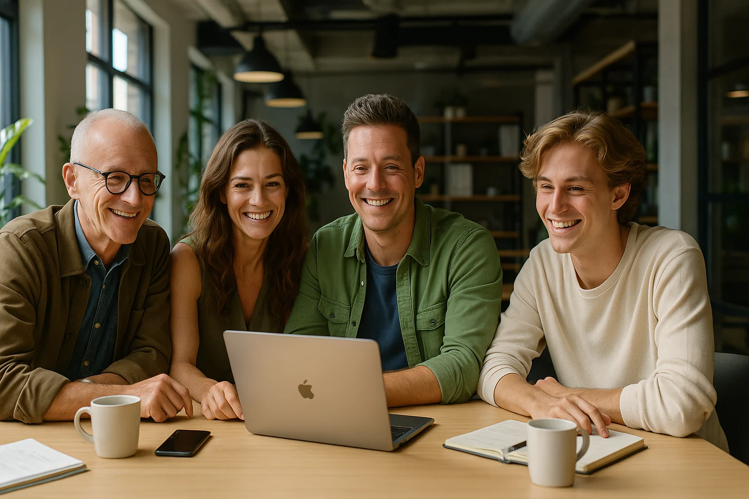 L'équipe optireno.com prend la pose devant un pc portable !